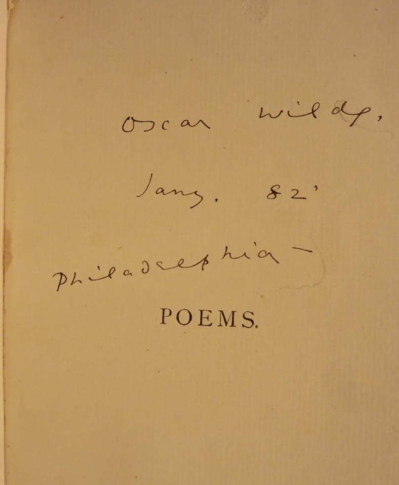 Oscar Wilde Signature, Philadelphia 1882