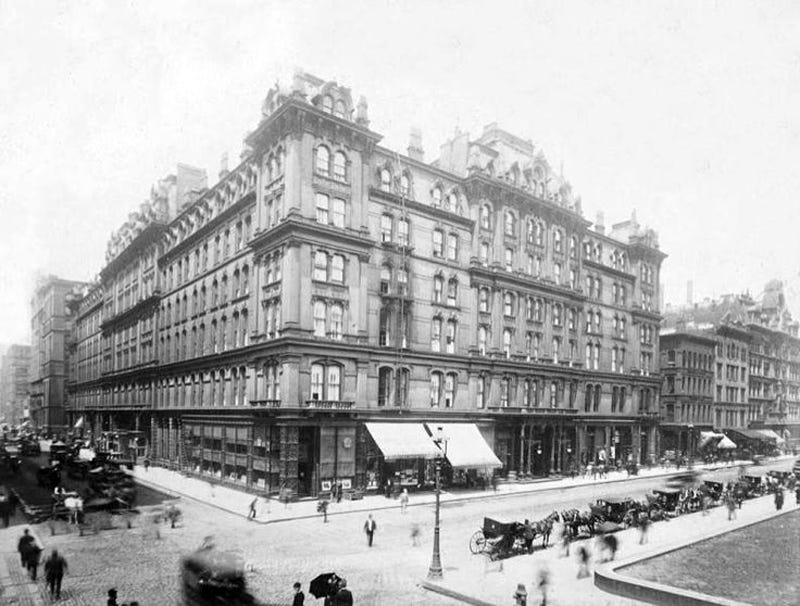 The Grand Pacific Hotel Occupying the block bounded by Clark, Quincy, LaSalle and Jackson Streets. Oscar Wilde visit