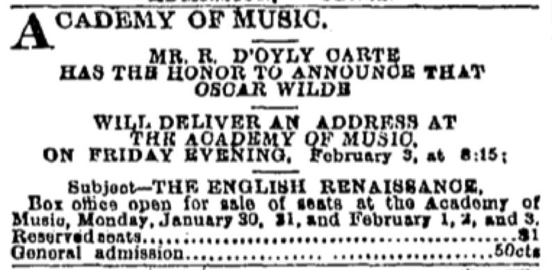 Academy of Music Academy of Music, Oscar Wilde 18822